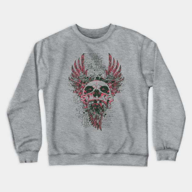 Vintage Zombie Skull with Wings Crewneck Sweatshirt by XOZ